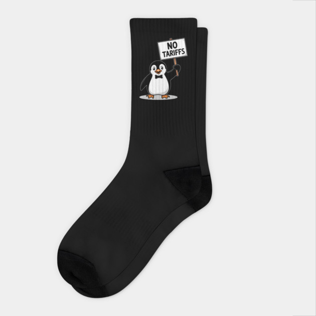 NO TARIFFS taxes funny penguins Socks by ArtistTee ⭐⭐⭐⭐⭐