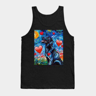 Black Labrador Night with hearts Tank Top