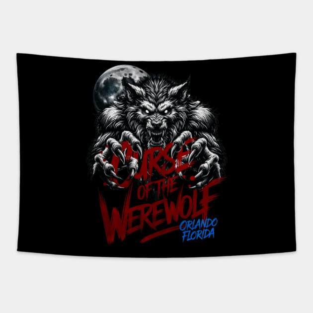 The Curse of the Werewolf Orlando Florida Theme Park Tapestry by Joaddo