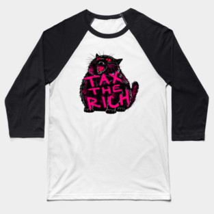 Tax The Rich Chonky Cat Baseball T-Shirt