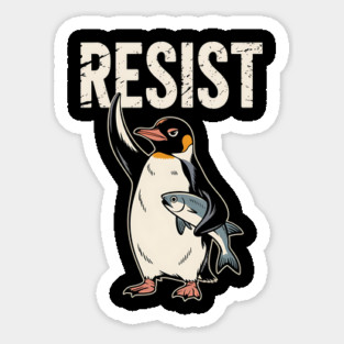 Resist Penguin Protest Graphic, Vintage Activism Design, Political Penguin Art, Animal Rights Protest Art Magnet