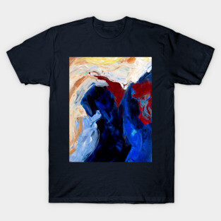 Deep Currents – Bold Abstract Expression in Blue and Crimson T-Shirt