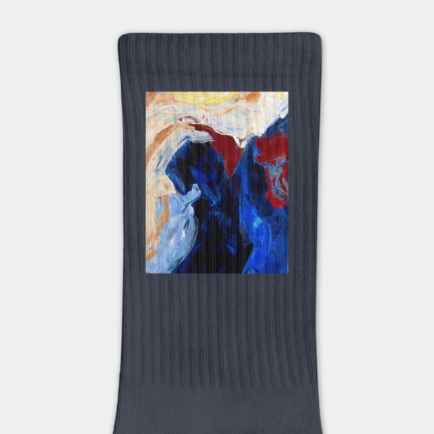 Deep Currents – Bold Abstract Expression in Blue and Crimson by DonWillisJrArt