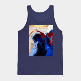Deep Currents – Bold Abstract Expression in Blue and Crimson Tank Top