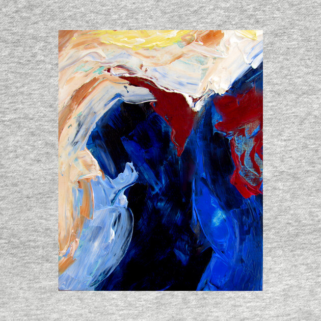 Deep Currents – Bold Abstract Expression in Blue and Crimson by DonWillisJrArt