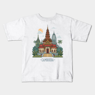 Cambodia Wat Phnom Temple Kids T-Shirt