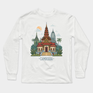 Cambodia Wat Phnom Temple Long Sleeve T-Shirt