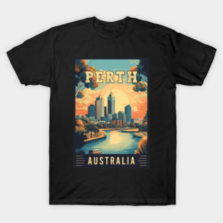 Experience City by the Swan River Perth in Australia - Travel Art T-Shirt