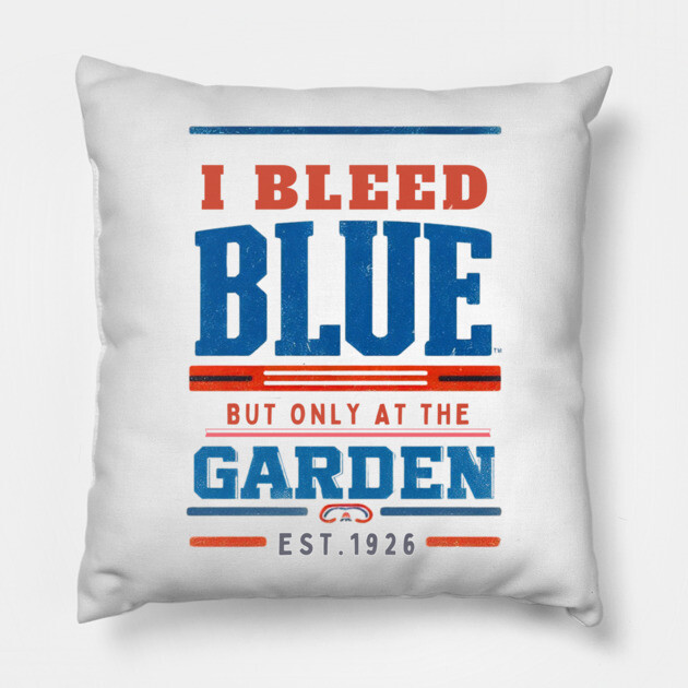 I Bleed Blue But Only at the Garden – Vintage Hockey Fan Shirt Pillow by Ben's Store 1