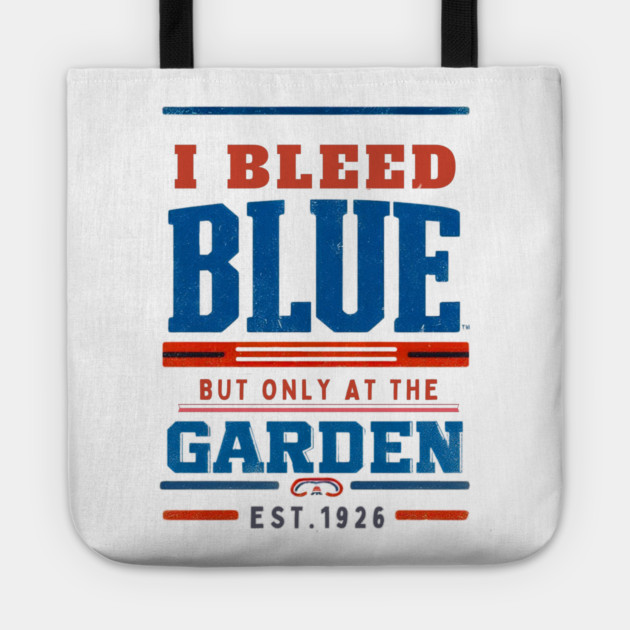 I Bleed Blue But Only at the Garden – Vintage Hockey Fan Shirt Tote by Ben's Store 1