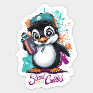 Street Cuddles Graffiti Penguin - Urban Art Style Cute Streetwear Animal Design Magnet