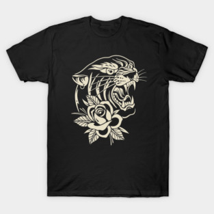 trad tiger and rose tattoo style T-Shirt