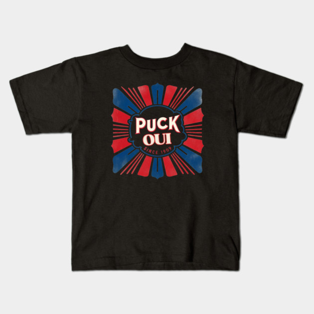 Puck Oui Vintage Hockey–French Hockey Slogan Since 1909 Kids T-Shirt by Ben's Store 1