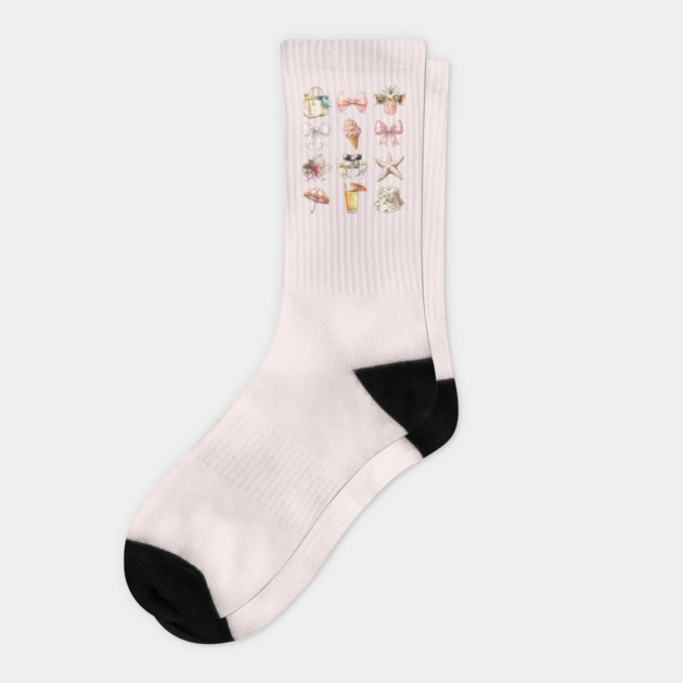 Pale Peach-Pink Coquette At The Beach Summertime Fun Socks by Luxinda