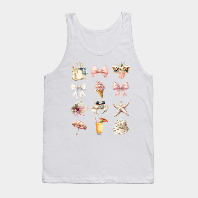 Pale Peach-Pink Coquette At The Beach Summertime Fun Tank Top by Luxinda