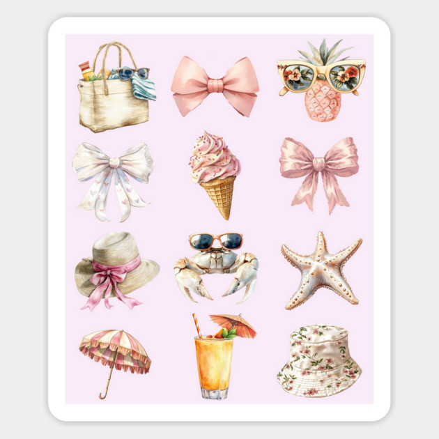 Pale Peach-Pink Coquette At The Beach Summertime Fun Magnet by Luxinda