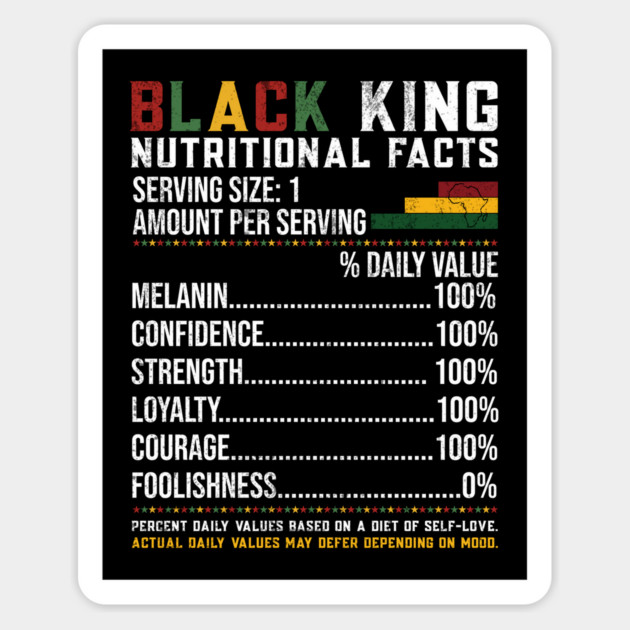 Black King Nutritional Facts Magnet by UrbanLifeApparel