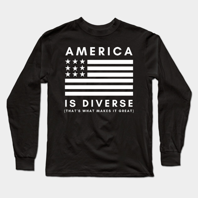 American is Diverse - White Long Sleeve T-Shirt by UrbanLifeApparel