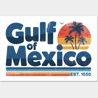 Gulf Of Mexico Vintage Distressed Posters and Art