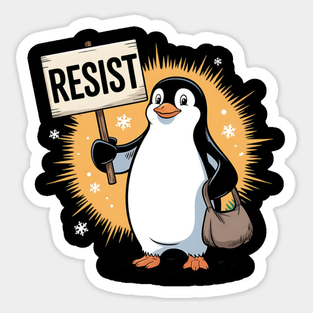 Resist-Penguin Magnet by Creatifly Graphic Tees