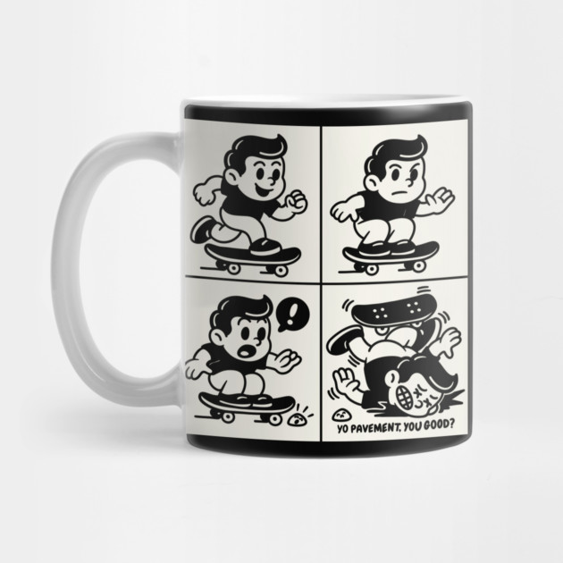 Skate Fail Comic Tee | Funny Retro Cartoon | Yo Pavement You Good? by Wrongteeshirt
