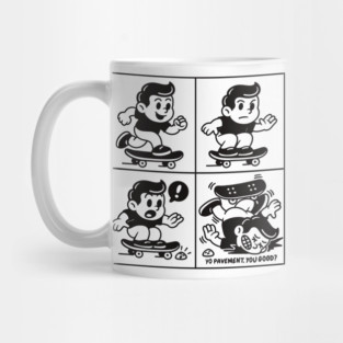 Skate Fail Comic Tee | Funny Retro Cartoon | Yo Pavement You Good? Mug