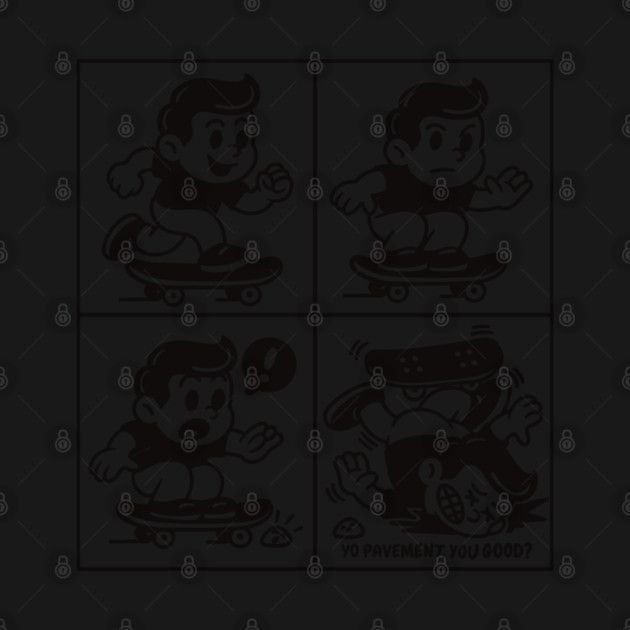 Skate Fail Comic Tee | Funny Retro Cartoon | Yo Pavement You Good? by Wrongteeshirt