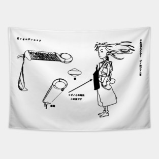 Ergo Proxy - Pino Melodica Sketch (blackprint) Tapestry