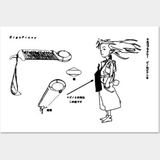 Ergo Proxy - Pino Melodica Sketch (blackprint) Posters and Art