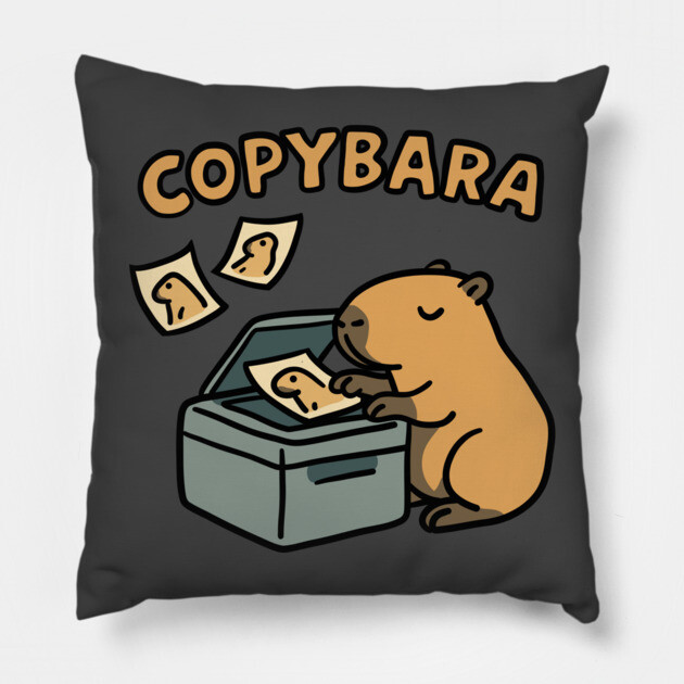 Copybara Capybara Funny Animal Pun Meme Pillow by belownormal