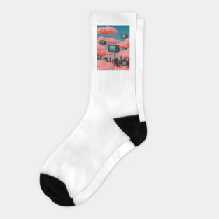Retro TVs Floating in the Sky Socks