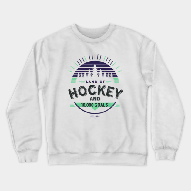 Land of Hockey and 10,000 Goals-Minnesota Inspired Vintage Fan Design Crewneck Sweatshirt by Ben's Store 1