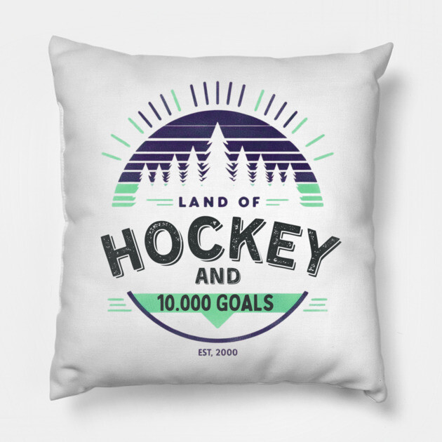 Land of Hockey and 10,000 Goals-Minnesota Inspired Vintage Fan Design Pillow by Ben's Store 1