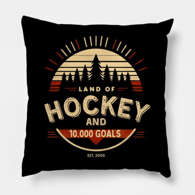 Land of Hockey and 10,000 Goals-Minnesota Inspired Vintage Fan Design Pillow by Ben's Store 1