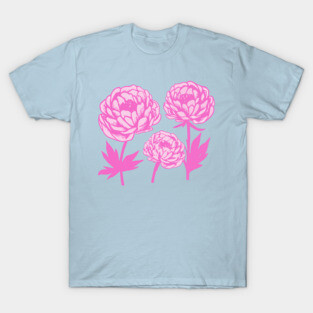 Pink Peony Floral Bloom Art T-Shirt