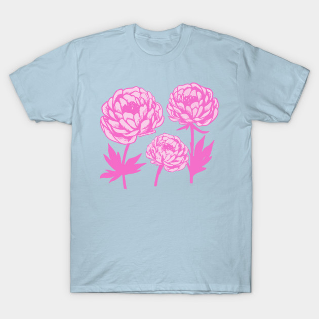 Pink Peony Floral Bloom Art T-Shirt by DonWillisJrArt
