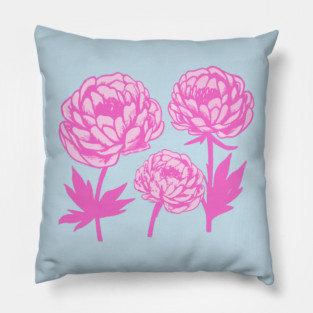Pink Peony Floral Bloom Art Pillow