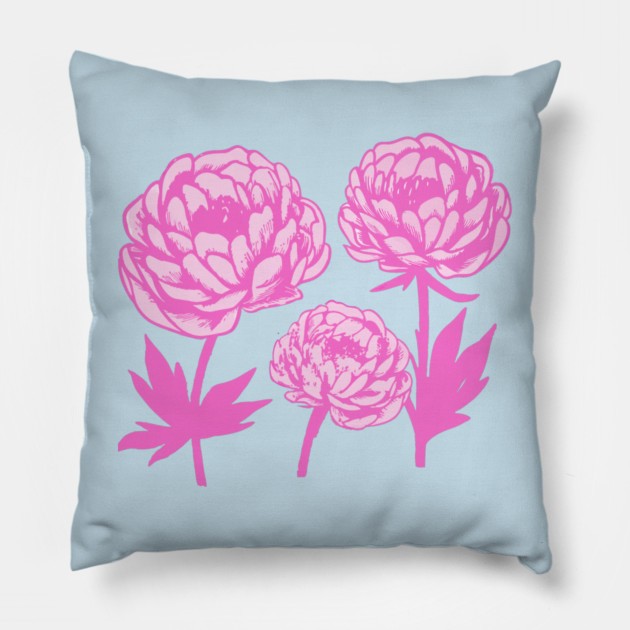 Pink Peony Floral Bloom Art Pillow by DonWillisJrArt