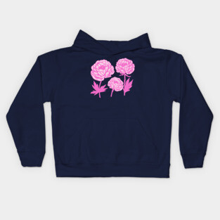 Pink Peony Floral Bloom Art Kids Hoodie