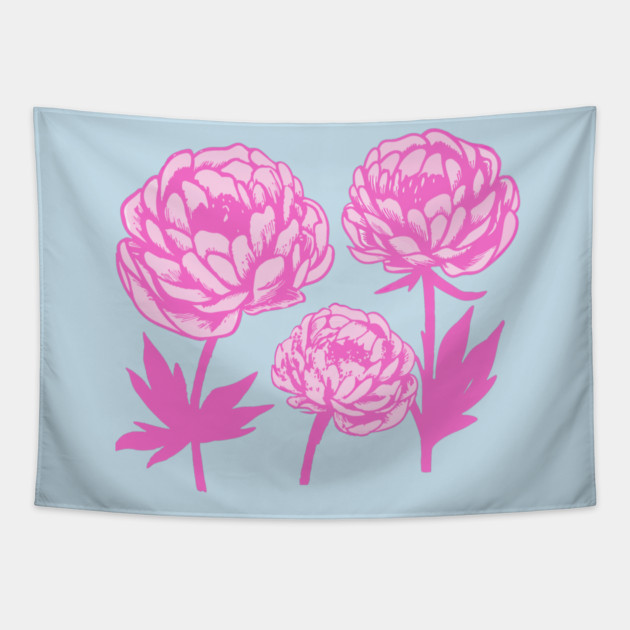 Pink Peony Floral Bloom Art Tapestry by DonWillisJrArt