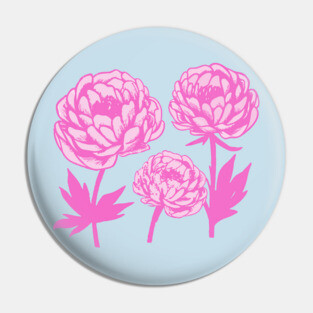Pink Peony Floral Bloom Art Pin