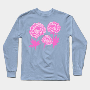 Pink Peony Floral Bloom Art Long Sleeve T-Shirt