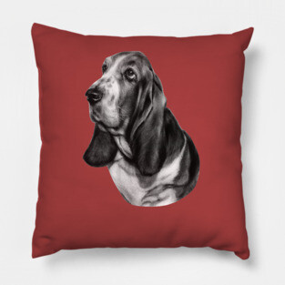 Hand painted Basset Hound Artwork Pillow