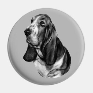 Hand painted Basset Hound Artwork Pin