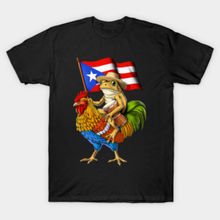 Puerto Rican Coqui Frog Riding Rooster T-Shirt