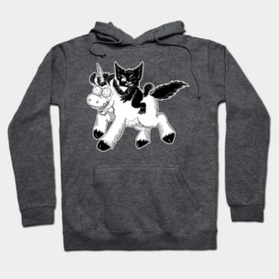 Creepy Kitty And Unicorn Hoodie