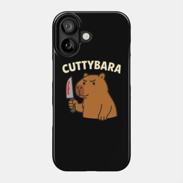 Capybara with Knife Cuttybara Dark Animal Pun Phone Case by belownormal