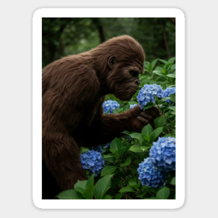 Bigfoot & Blue Hydrangea With Leaves Sticker