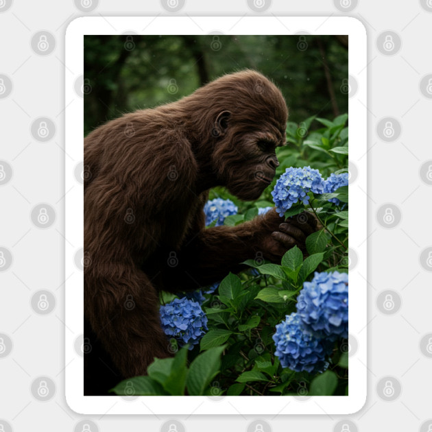 Bigfoot & Blue Hydrangea With Leaves Sticker by Megadorim