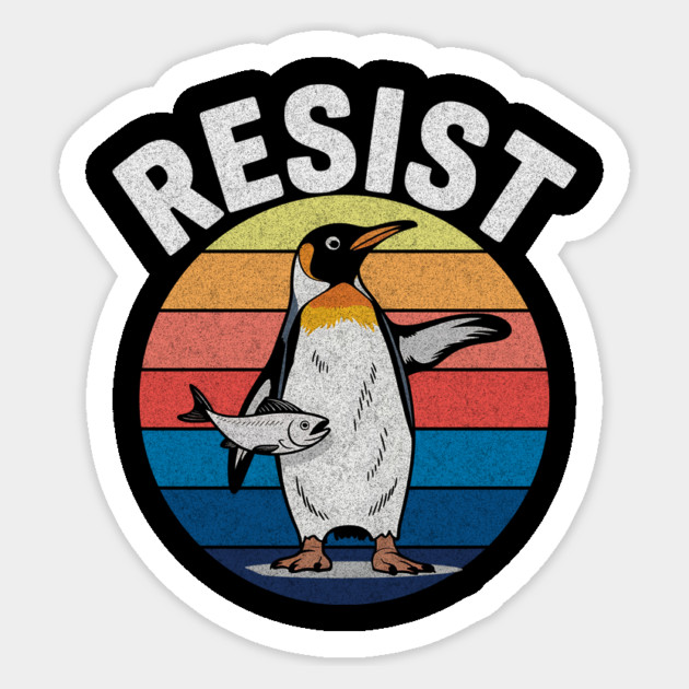 funny-penguin-resist-retro-design Sticker by ArtistTee ⭐⭐⭐⭐⭐